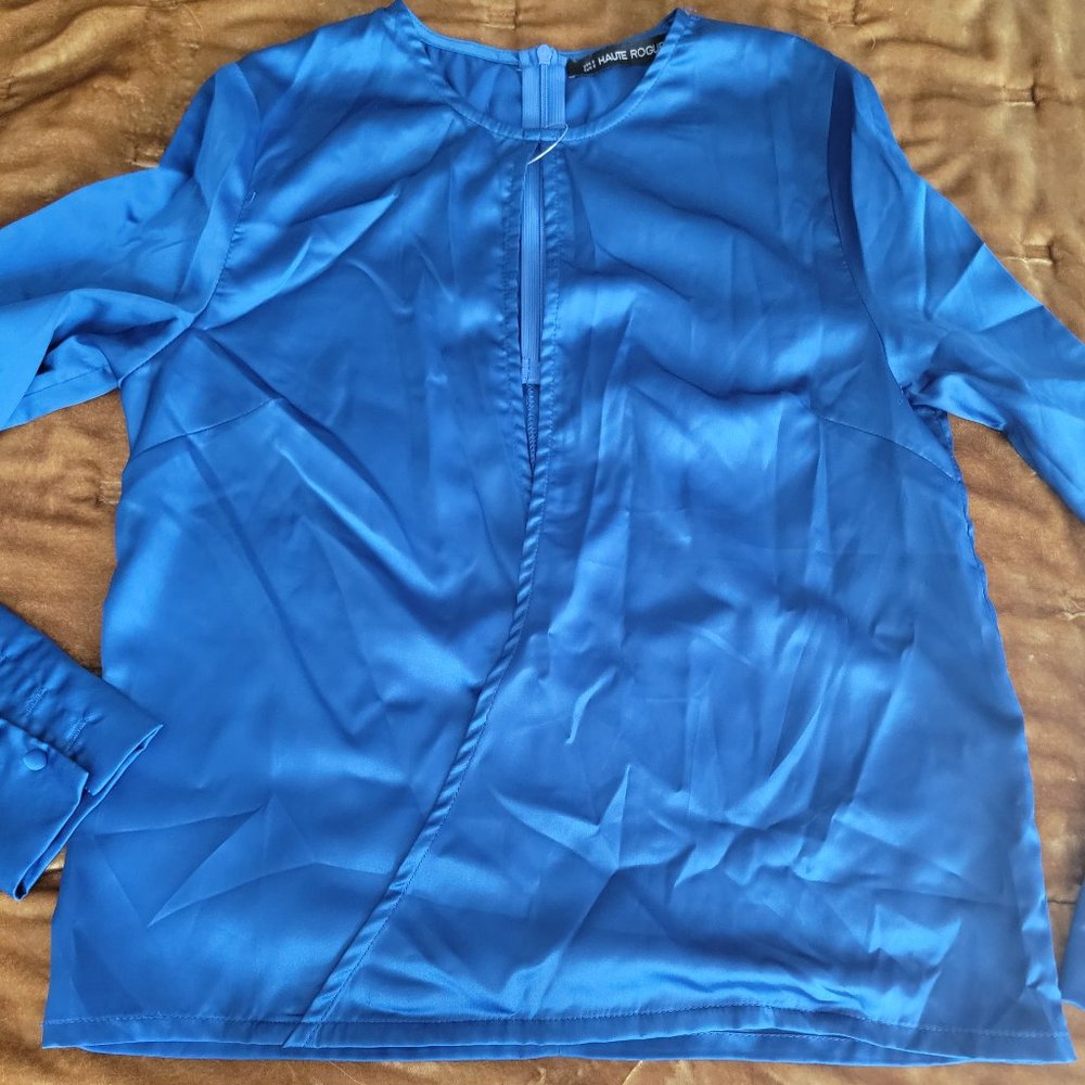 Haute Rogue Blue Satin Shirt